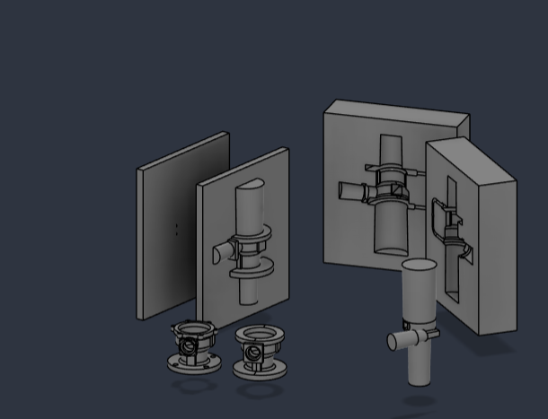 Exploded casting and tooling CAD view